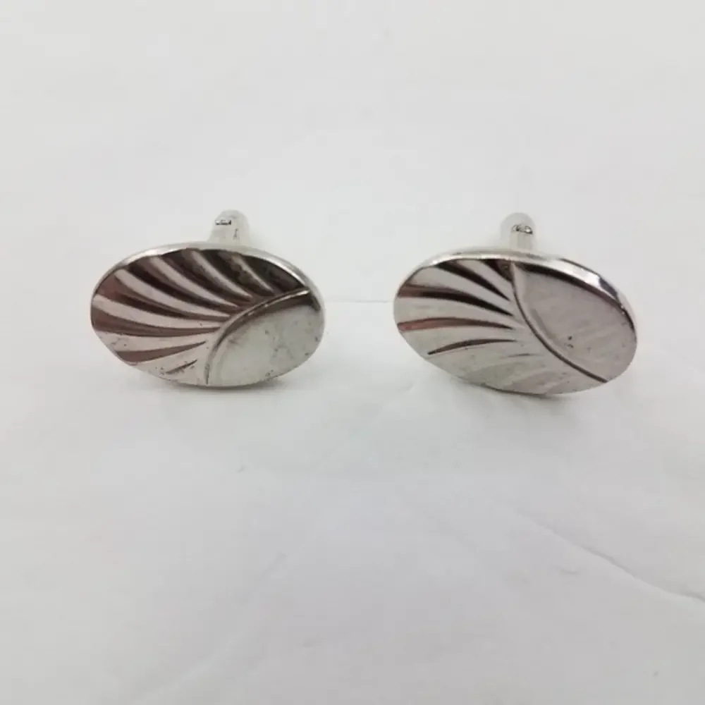 Mid Century Modern‎ Cuff links silver Tone Textured